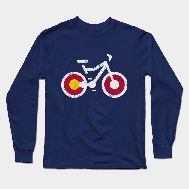 Colorado Flag Mountain Bike Long Sleeve T-Shirt by E